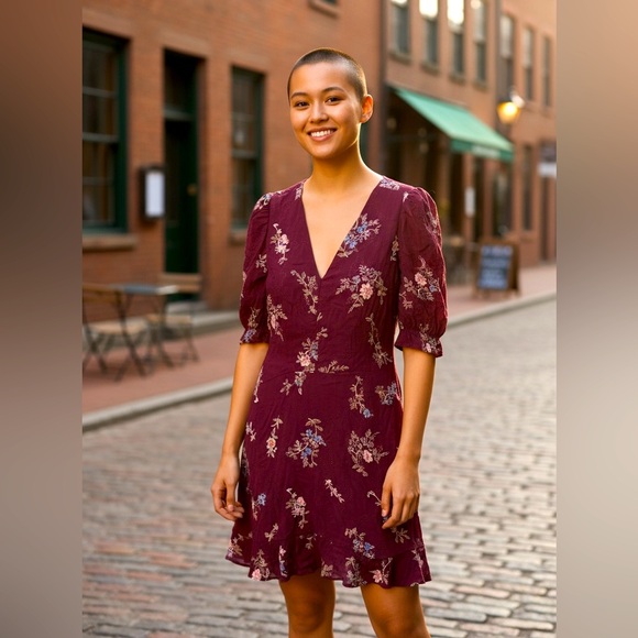 Floral Burgundy Dress - Picture 1 of 3